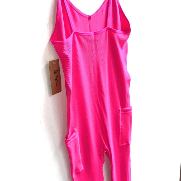 (A3) Odiva Neon Pink‎ Cami Jumpsuit/Bodysuit with side pockets, Size S/M, NWT - Picture 9 of 10